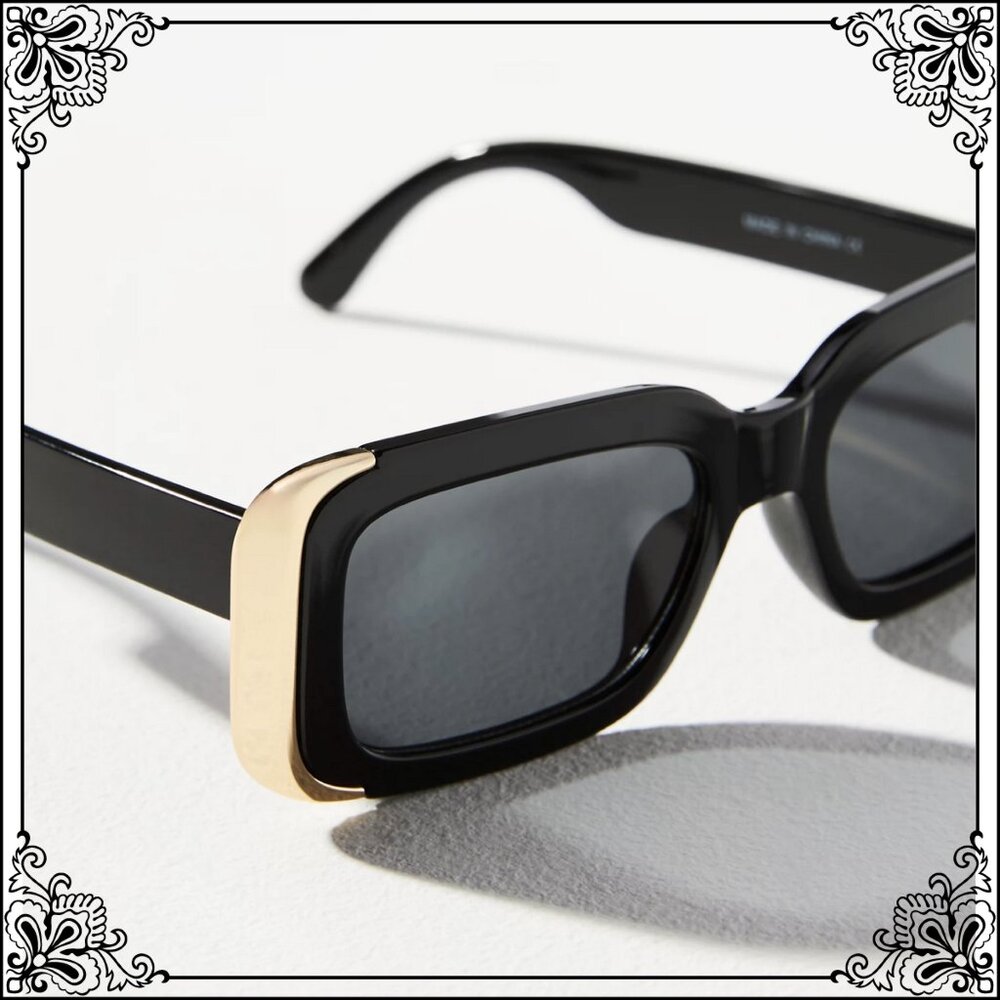 ANTHROPOLOGIE - I-SEA Ali Gold-Plated Black Sunglasses - Picture 8 of 9